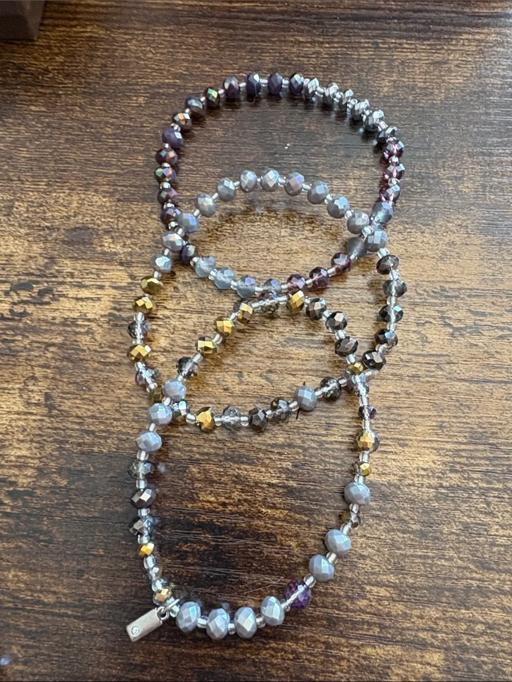 Simply Vera—Mixed Bead Stretch Bracelet Set - Black, Gold, Aqua, Gray